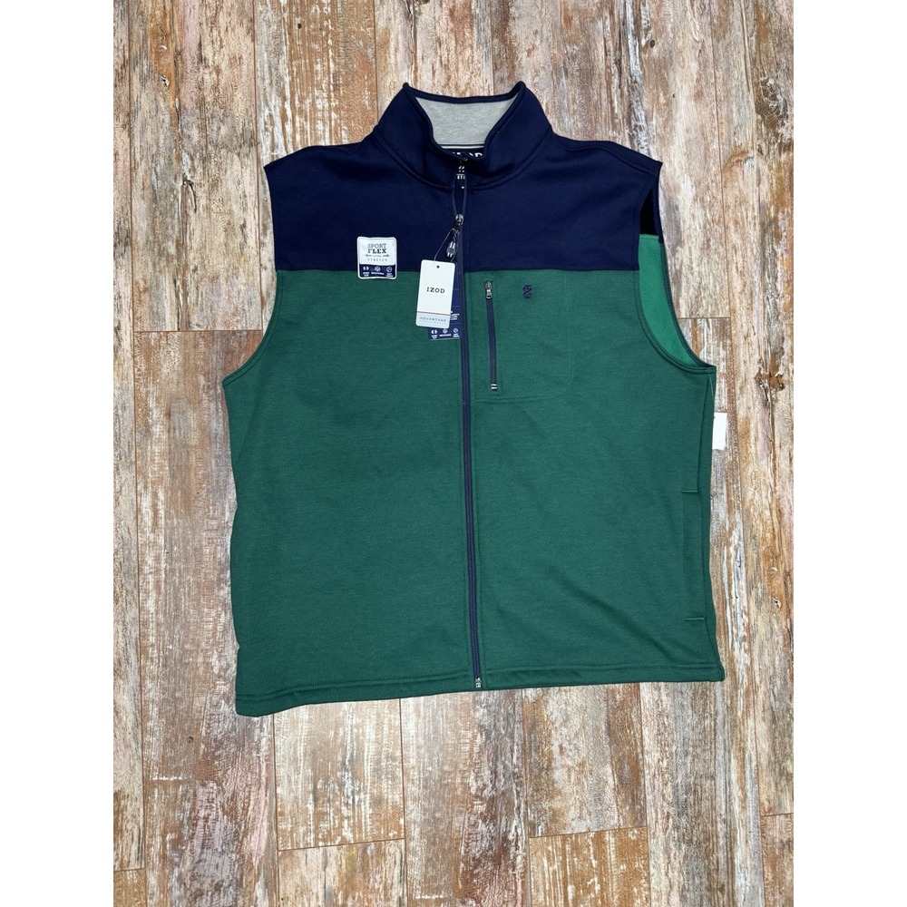 Mens Izod Performance Advantage Full Zip Vest Size XXL New With Tags Green